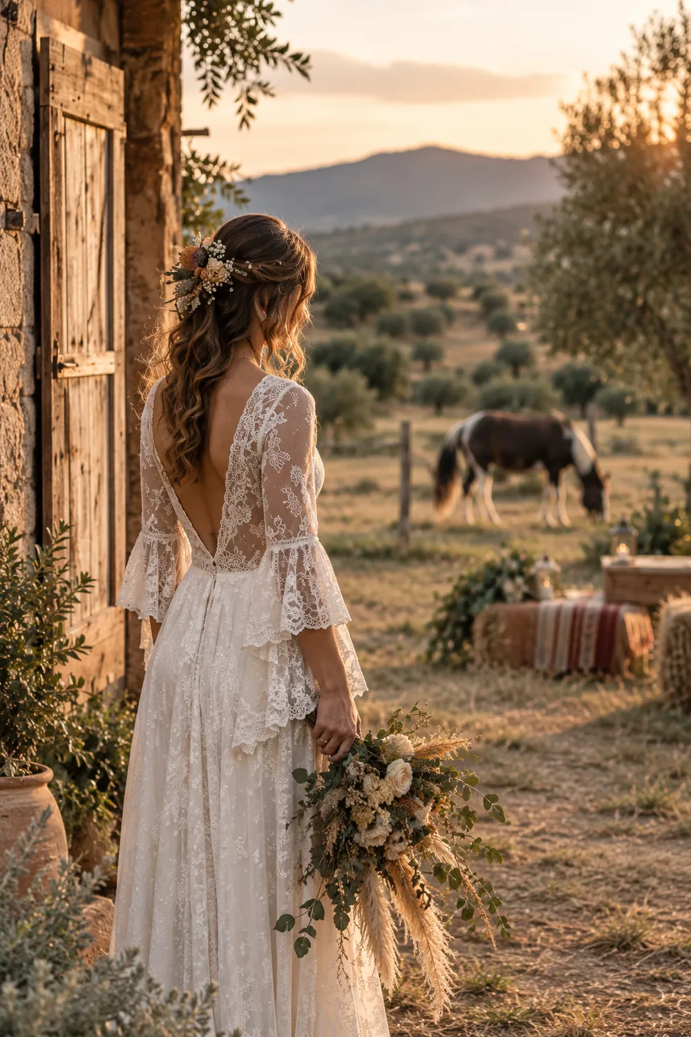 Mlada u boho haljini u prirodnom okruženju